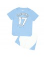 Manchester City Kevin De Bruyne #17 Kotipaita Lasten 2023-24 Lyhythihainen (+ shortsit)